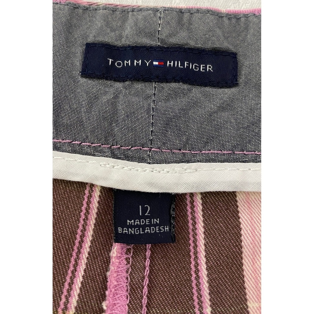 Tommy Hilfiger Womens Plaid Bermuda Shorts Pink Purple Size 12 Cotton Casual - Picture 5 of 6